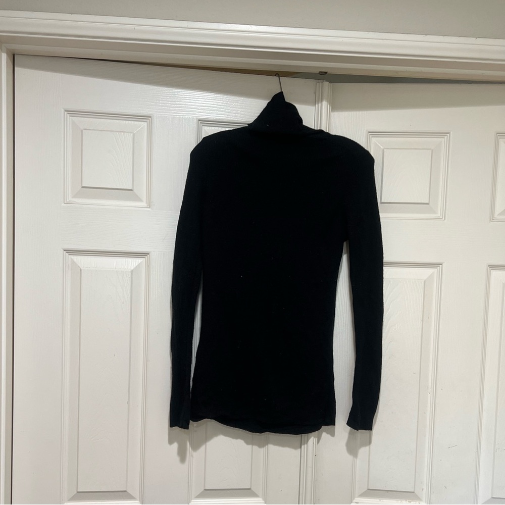 Uniqlo wool black Ribbed Turtleneck women SZ XL stretch base layer winter fall